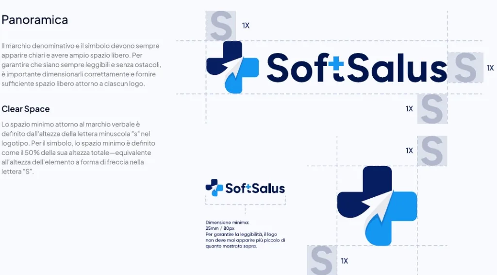 SoftSalus logo overview and clear space guidelines